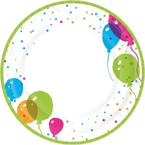 Duni papírtányér Splash balloons 22cm 16x10db/gyűjtő