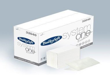 BulkySoft system one excellence V hajtogatott szalvéta fehér 2rtg 21,5x16cm 20x200db/gyűjtő