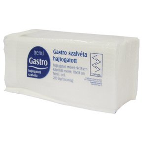 Trend Gastro V hajtogatott szalvéta fehér 1rtg 18x18cm 36x200db/gyűjtő