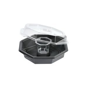 Duni Octaview tál fekete/átlátszó tetővel és dressinges pohárral 795ml 280db/gyűjtő