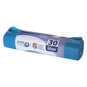 Szemeteszsák 50x60 30l 20db/tekercs kék 15my