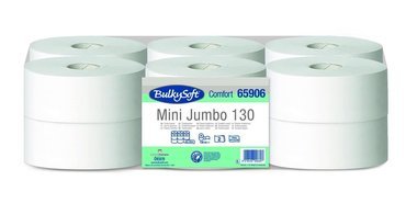 BulkySoft comfort mini jumbo toalettpapír 2rtg M9 D18 130m fehérített 12tek/gyűjtő